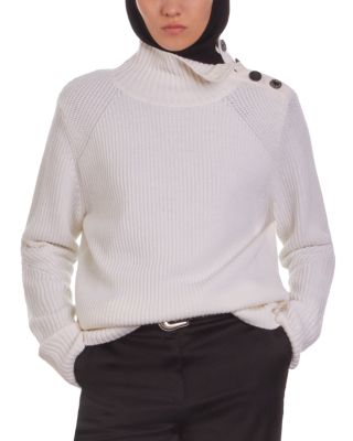 The Kooples Ribbed Knit Wool Funnel Neck Sweater