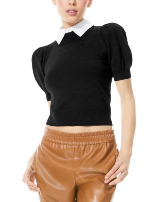 Alice and Olivia - Chase Puff Sleeve Merino Wool Sweater