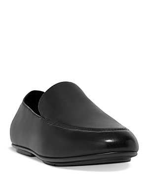 Shop Fitflop Women's Allegro Almond Toe Crush Back Loafers In All Black