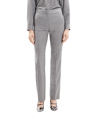 Theory Wool Slim Straight Trousers In New Light Heather