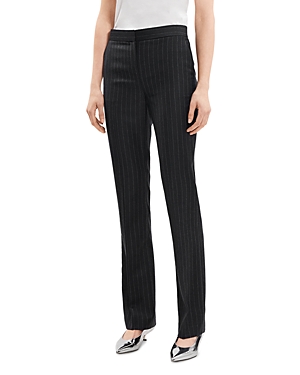 Shop Theory Wool Slim Straight Pants In Charcoal Multi