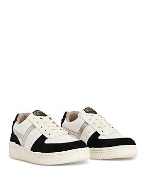 Shop Allsaints Women's Vix Lace Up Low Top Sneakers In White/black