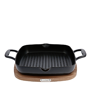 All-clad 11 Enameled Cast Iron Grill Pan & Trivet In Black