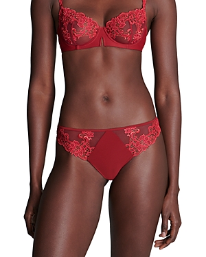 Simone Perele Lace-trim Thong In Lipstick