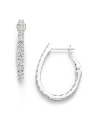 Diamond Inside Out Oval Hoop Earrings in 14K White Gold, 1.75 tcw