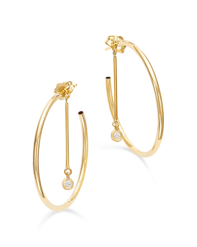Moon & Meadow 14k Yellow Gold Diamond Dangle Post Front To Back Hoop Earrings In Gold