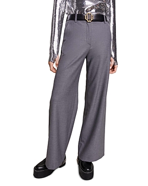 Maje Pillanette Wide Leg Trousers In Grey