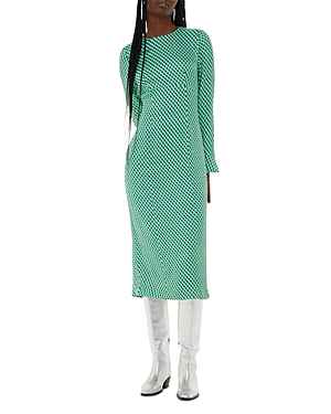 Whistles Crosshatch Print Minimal Dress In Green/multi
