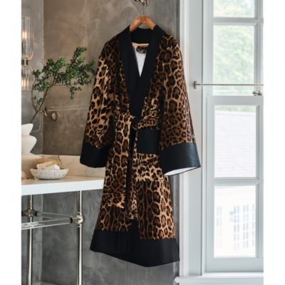 brown leopard print dressing gown Leopard Print Cotton Kimono & Robe  Animal Print Dressing Gown XL / Coffee Brown