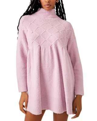 Free People Jaci Long Sleeve Mock Neck Sweater Dress In Lavender | ModeSens