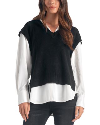 Elan - Layered Look Sweater Vest & Top