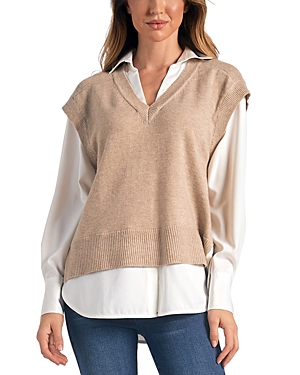 Elan Layered Look Sweater Vest & Top