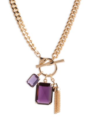 Ralph Lauren Color Rectangle Stone & Chain Tassel Multi