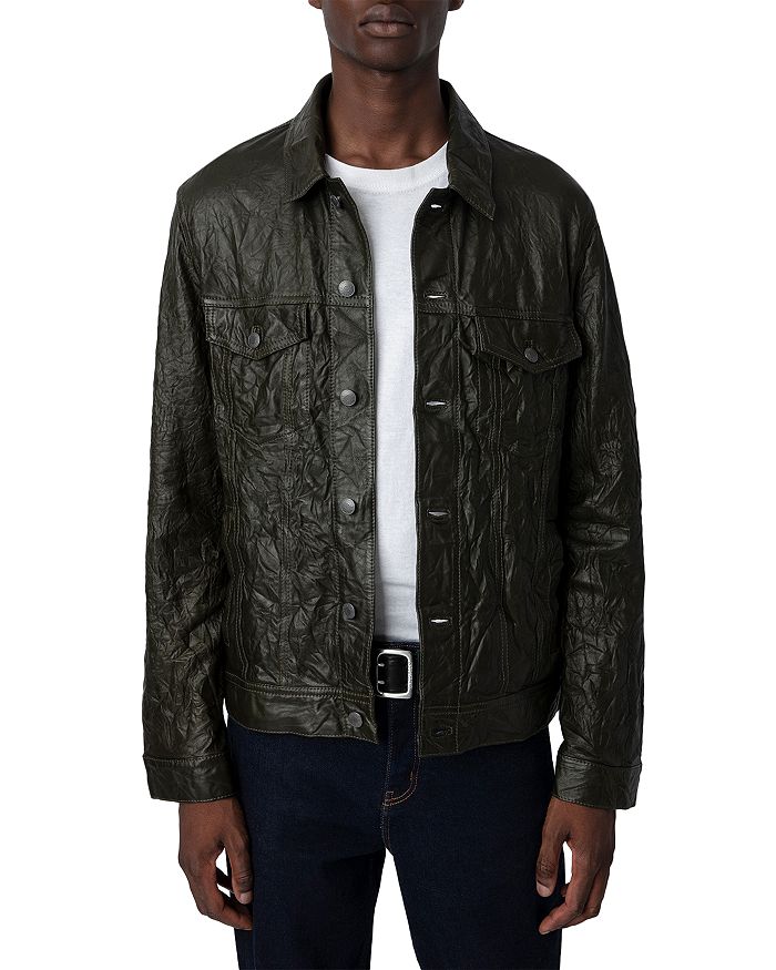 Zadig & Voltaire Base Crinkle Leather Shirt Jacket | Bloomingdale's