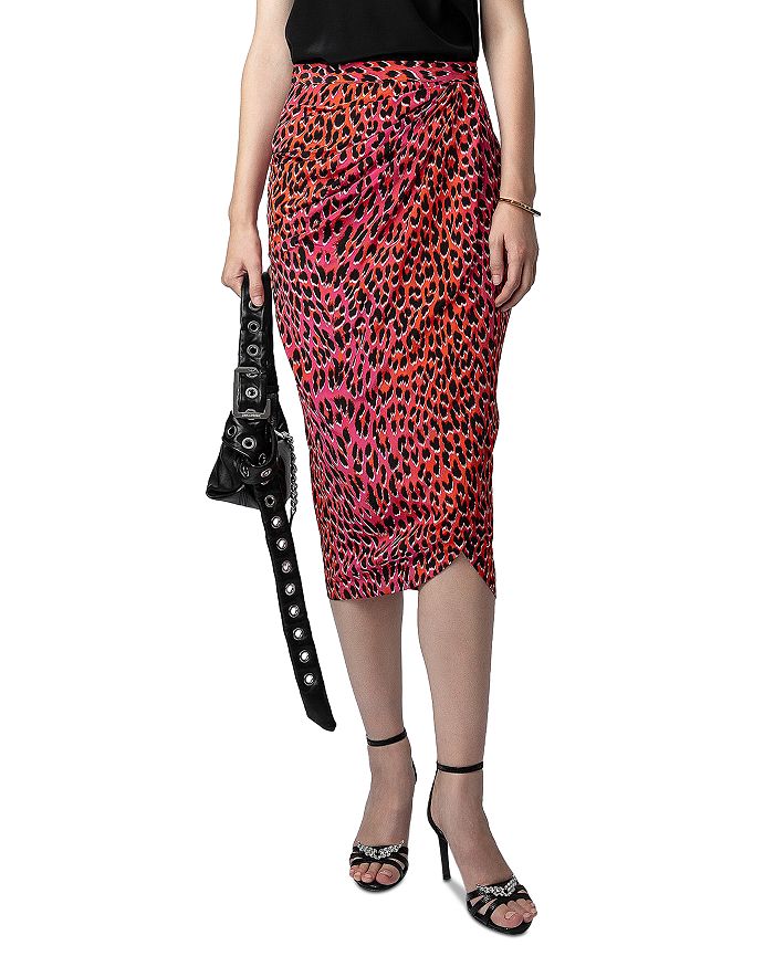 Animal print silk skirt sales