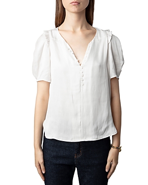 Shop Zadig & Voltaire Twity Satin Blouse In Lin