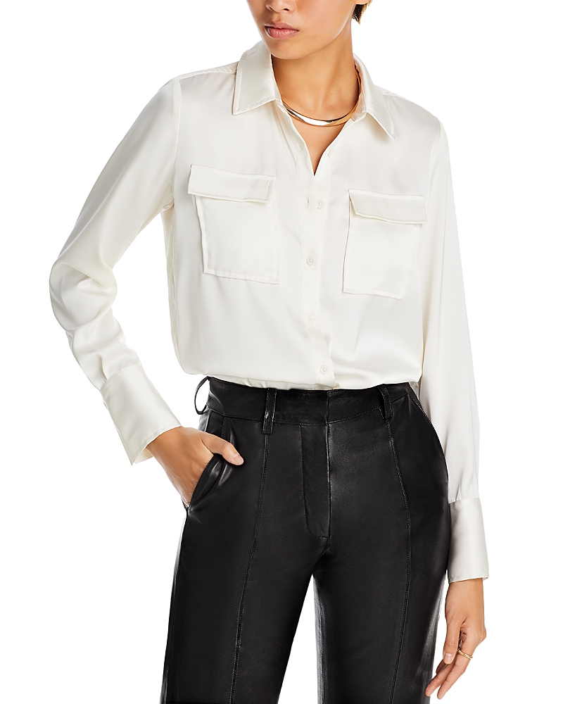 Derek Lam 10 Crosby Lorena Satin Button-front Blouse In Ivory