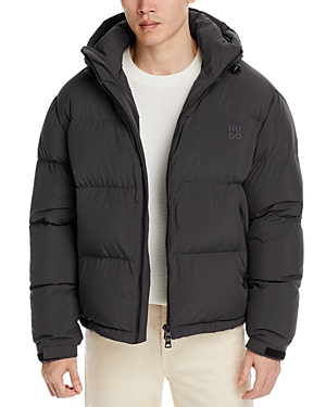 Hugo Boss Water-repellent Down Jacket With Detachable Hood In Dark Gray