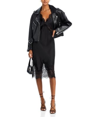 L'AGENCE Scotlyn Lace Trim Silk Slip Dress | Bloomingdale's