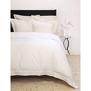 Shop Pom Pom At Home Classico Hemstitch Cotton Sateen Duvet Cover Set, Queen In Ivory