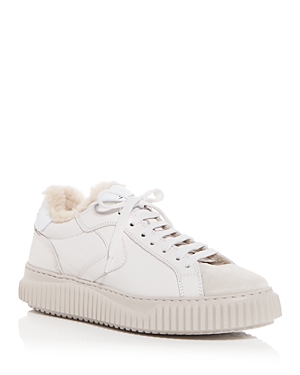 Shop Voile Blanche Women's Lipari Shearling Low Top Sneakers In White