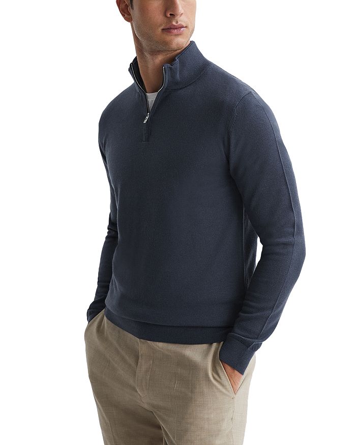 Reiss Blackhall Merino Wool Quarter Zip Sweater In Eclipse Blue