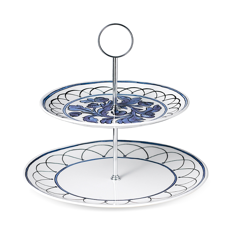 Twig New York H. Blue Bird Two Tier Cake Stand In Blue