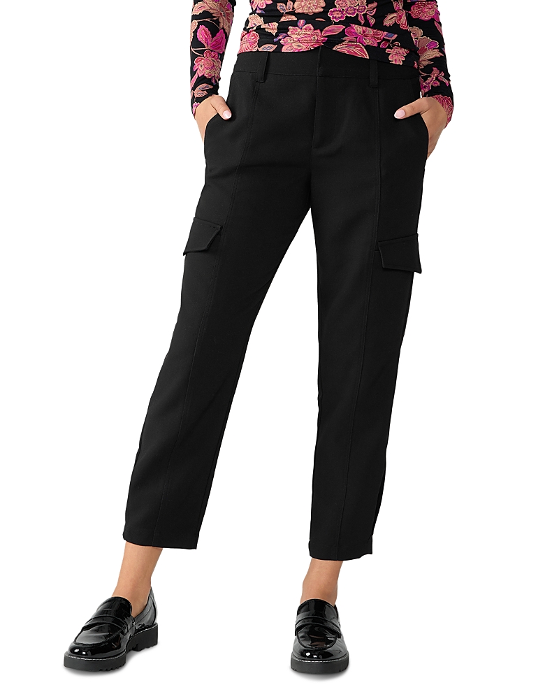 Sanctuary Polished Straight Leg Crop Cargo Pants In Black