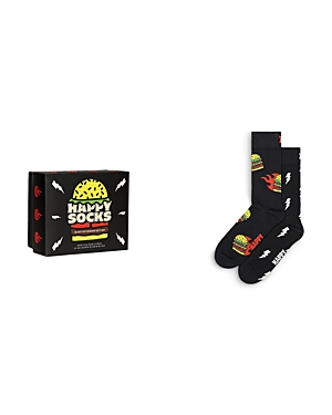 Shop Happy Socks Blast Off Burger Crew Socks Gift Set, Pack Of 2 In Black