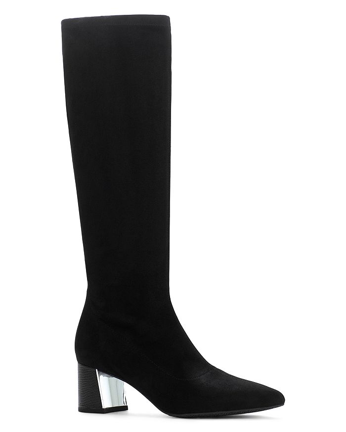 Shop Donald Pliner Women's Leather Snake Embossed Tall Boots In Black Suede