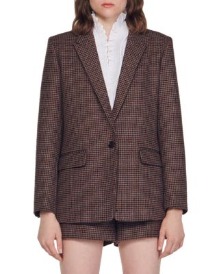 Sandro - Houndstooth Peak Lapel Suit Jacket
