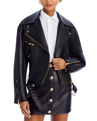 Versace - Plunge Leather Moto Jacket