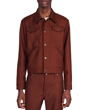 Shop Sandro Wrangler Shirt Jacket In Brown