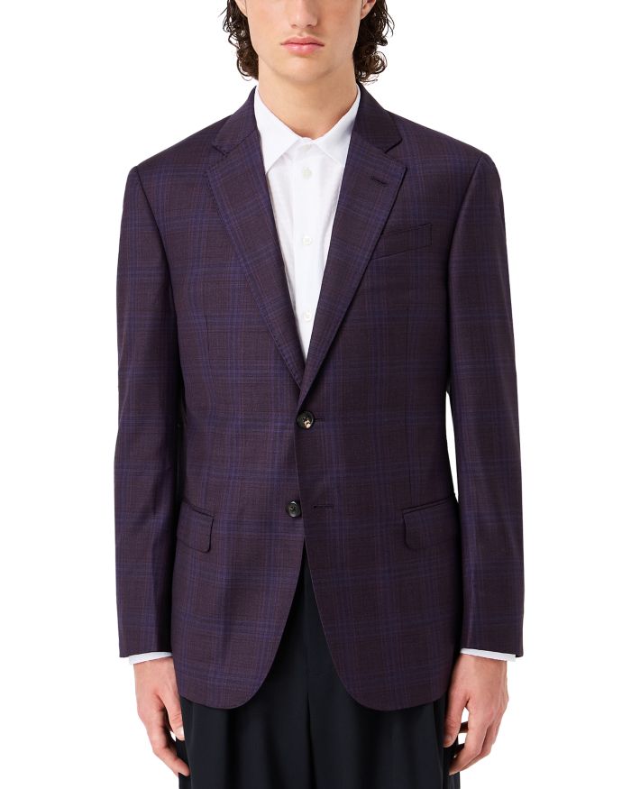 Plaid Single Breasted Notch Lapel Suit Jacket