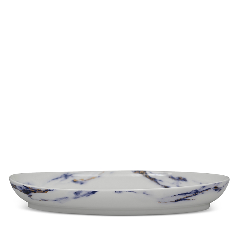 Prouna Marble Azure 16 Deep Oval Platter In Blue