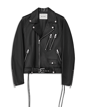 Shop Blk Dnm Slim Fit Moto Leather Jacket In Black