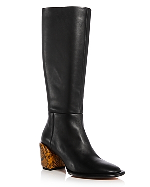 3.1 Phillip Lim Naomi Mixed Leather Knee Boots In Black/snake