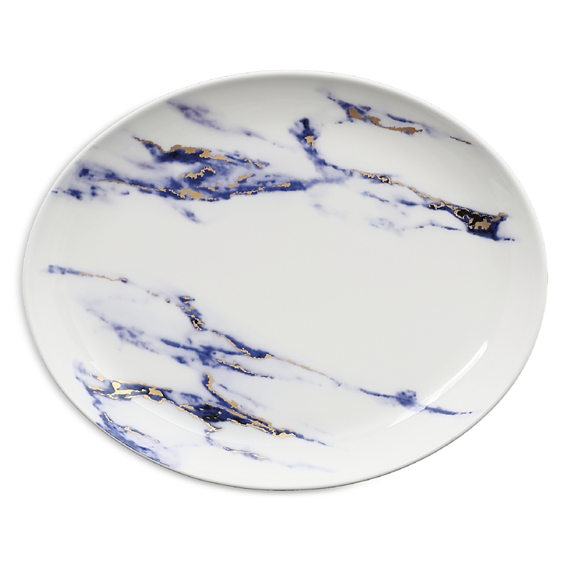 Prouna Marble Azure 12 Oval Platter In Blue