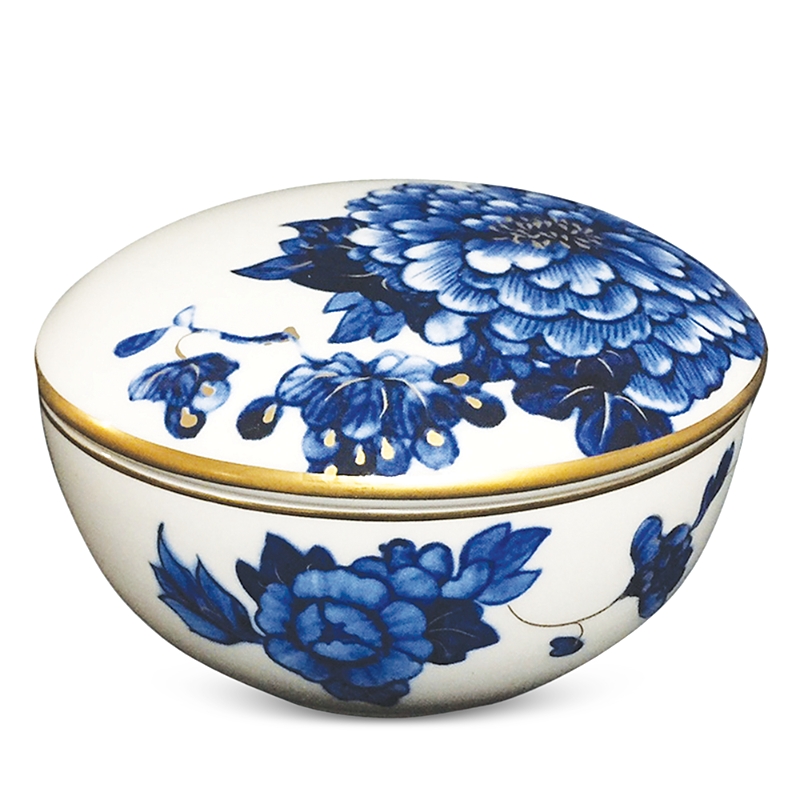 Prouna Emperor Flower Covered Bowl In Blue