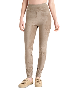 Splendid Womens Faux Suede Stretch Leggings In Camel