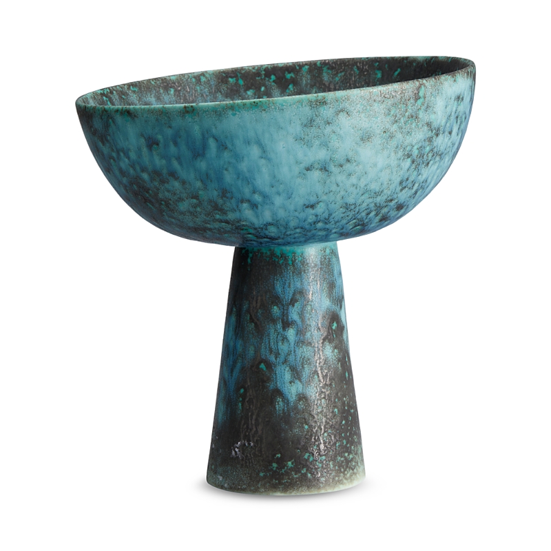 L'objet 8" Bronze Terra Bowl On Stand In Blue