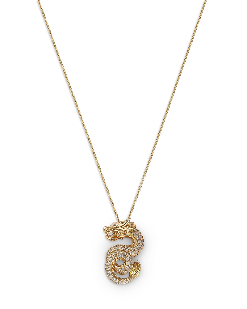 Bloomingdale's Diamond Dragon Pendant Necklace In 14k Yellow Gold, 0.40 Ct. T. W. In Gold