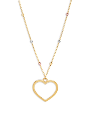 Moon & Meadow 14k Yellow Gold Open Heart Pendant Necklace, 17.75
