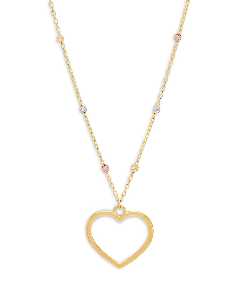 Moon & Meadow 14k Yellow Gold Open Heart Pendant Necklace, 17.75 In Gold