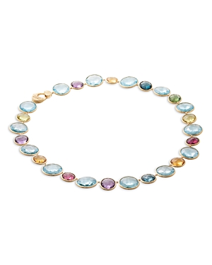 MARCO BICEGO 18K YELLOW GOLD JAIPUR COLOR MULTI GEMSTONE COLLAR NECKLACE, 18.5