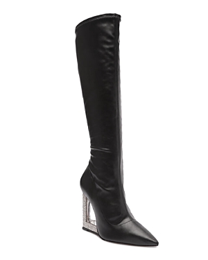 Schutz Women's Filipa Pointed Toe Wedge Boots In Black