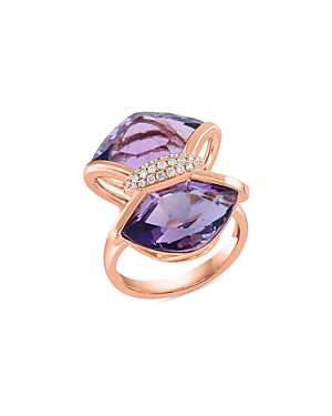 Bloomingdale's Amethyst & Diamond Ring In 14k Rose Gold In Purple/rose Gold