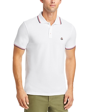 Shop Moncler Cotton Regular Fit Polo Shirt In White