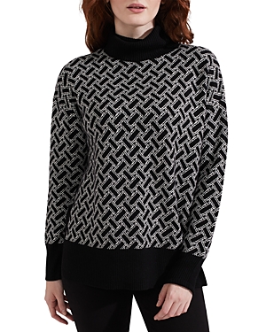 Hobbs London Florian Geo Print Sweater In Black Ivory