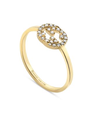 18K Yellow Gold Interlocking G Diamond Logo Ring